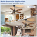 42-Inch Ceiling Fans with Lights: Caged Ceiling Fans Dual Finish 5 Blades - Rustic Ceiling Fan with Remote Control for Farmhouse Living Room Outdoor Porch (E26 Bulb Included)