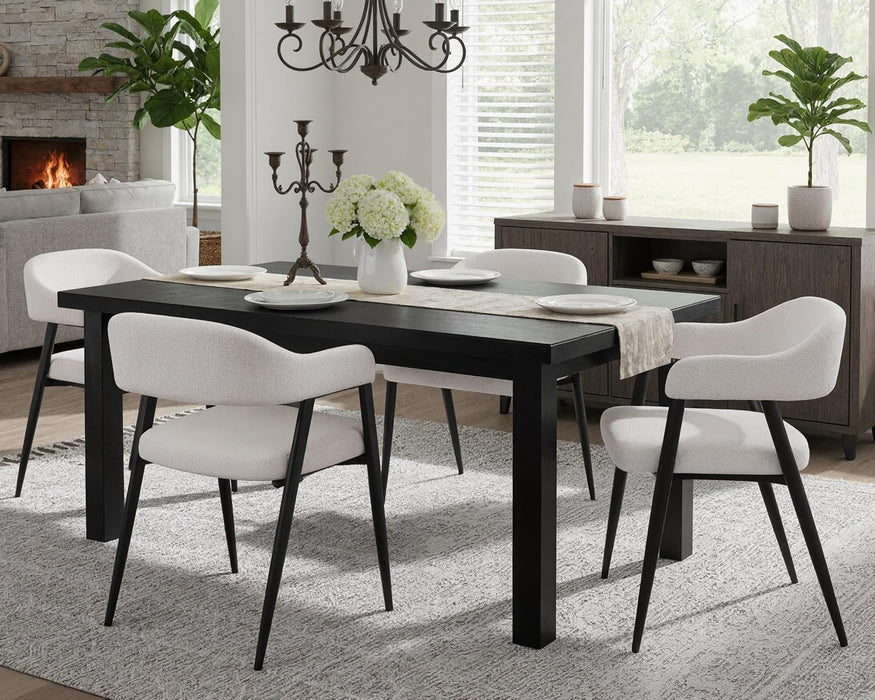 Modern Dining Room Arm Chairs Set of 4, Faux Sherpa Boucle Upholstered Barrel Dining Chairs with Arms Mid-Century White Accent Chair with Metal Legs, Open-Back Kitchen Side Chair for Living Room