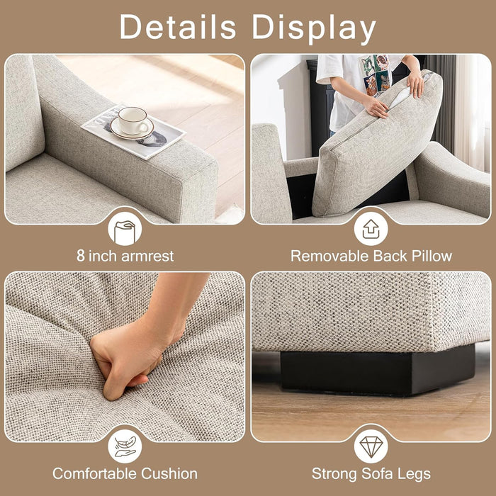 47" Oversized Accent Chair Set of 2, Linen Fabric Modern Chair with Washable Covers, Comfortable Upholstered Large Armchair for Living Room, Bedroom, Office, Oatmeal