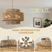24"Large Boho Rattan Farmhouse Chandeliers for Dining Room,6-Light Hand Woven Pendant Light Fixture, 3-Tier Rustic Wicker Chandeliers for Living Room, Kitchen Island, Entryway,Hallway, Foyer