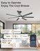 72'' Large Ceiling Fan with Lights, High CFM Industrial Ceiling Fan with Remote/App, 7 Aluminum Blades, Dimmable, for Outdoor Patio, Shop, Garage, Black