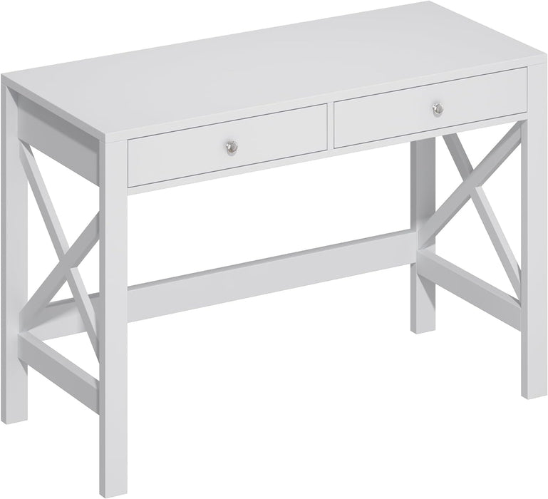 Computer Desk Study for Home Office, Modern Simple 40 Inches White Desk with Drawers, Makeup Vanity Console Table