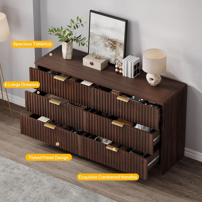 Walnut Dresser 47Inch Wide Storage Cabinet Bedroom