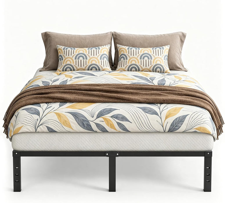 14 in Queen Bed Frame, Metal Platform Bed 15-Minute Solo Setup