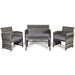 4 Pieces Patio Rattan Furniture Set with Glass Table and Loveseat