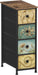 Narrow Storage Dresser Slim Dresser with Retro Flowers Fabric Drawers Vertical Skinny Cabinet for Small Spaces,Bathroom,Bedroom Closet Nightstand,Entryway Organizer (Retro Flower, 4 Drawers)