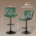Bar Stools Set of 2, Faux Leather Upholstered Swivel Barstools, Seat Height 24.8"-33.46" Adjustable for Kitchen Island Green