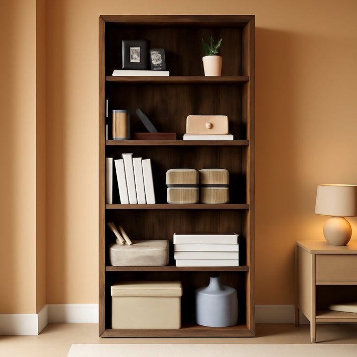 Bookshelf, 23.6 Inches Wide, 5-Tier Open Bookcase with Adjustable Storage Shelves, Floor Standing Unit, Rustic Brown ULBC165X01