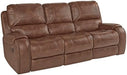 Achern Leather Air Nail Head Manual Reclining Sofa with Storage Console, Brown