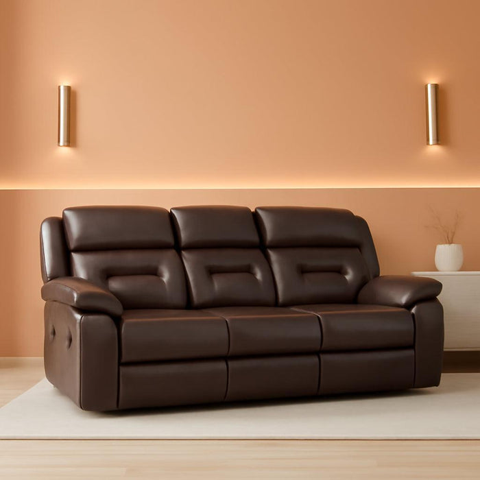 Faux Leather Manual Reclining Sofa, 3 Seat Recliner Sofa Chair, Couch Furniture for Living Room, Furniture, Meeting Room, Dark Brown (3 Seat Sofa)