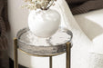 Aguilar Modern Drink Table; 9 X 9 X 23; Brass with Clear Glass; Detailed Glass Accent Table for Small Spaces