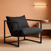 Aidan Sling Accent Chair, Metal Framed Armchair with Shredded Foam Cushioning, Dark Grey