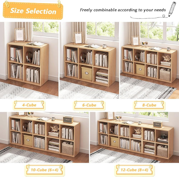 EightCube Organizer Bookcase Stackable Open Shelf Oak