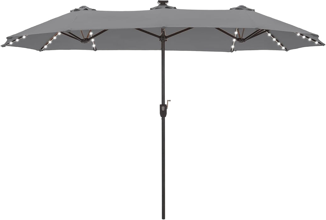 13 Ft Patio Umbrella with 120 LED Solar Lights Outdoor Umbrella, Gray