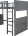 Triple Bunk Bed for Kids L Shaped Bunk Bed Solid Wood Twin over Twin over Twin Bed with 2 Drawers and 2 Ladders, No Box Spring Needed, Gray