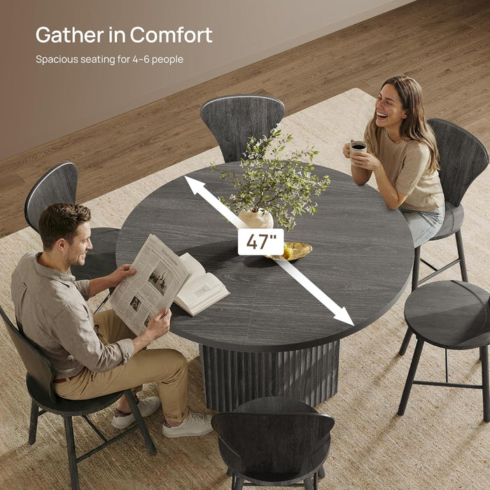 Round FortySevenInch Dining Table Charcoal Grey Model