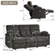80'' Power Reclining Sofa with Heat and Massage, Electric Reclining Couch with Extended Footrest, Wall Hugger Recliner Sofa 3 Seater with USB Ports, Cup Holders for Living Room