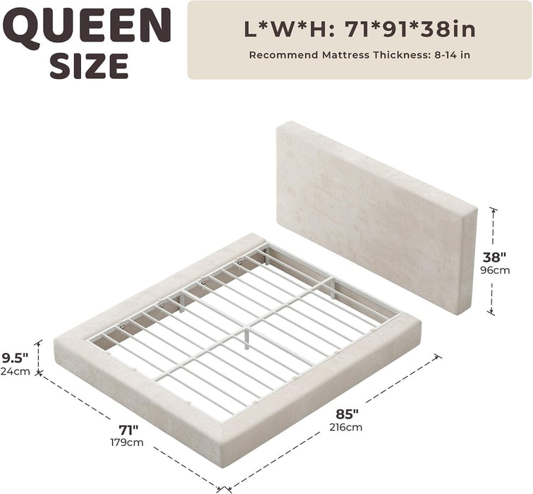 Airframe Queen Upholstered Bed Frame with Plush Padded Headboard