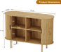 Sideboard Buffet Cabinet with Storage, 47” Mid Century Modern Accent Cabinet, Sliding Door Entryway Small Storage Cabinets for Kitchen, Living Room, Entryway, Oak