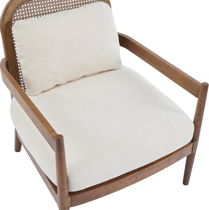 MidCenturyBeigeUpholstered Club Chair Set 2 Open Back