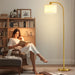 Tall Floor Lamp for Living Room,65'' Modern Standing Lamps with 9W LED Bulb,Elegant Floor Light with Fabric Shade,Gold Tall Lamp for Bedroom Office Study Room Corner Dining Room