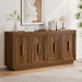 63 Inch Buffet Cabinet with Storage, 4 Square Doors, Brown