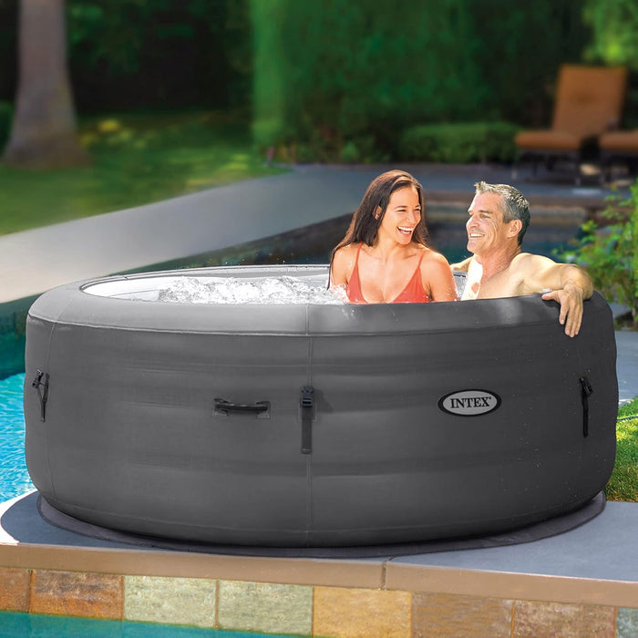 Simple Spa 77 by 26 Inch 4 Person Outdoor Portable Inflatable round Heated Hot Tub with 100 Bubble Jets, Carry Bag, and Cover, Gray