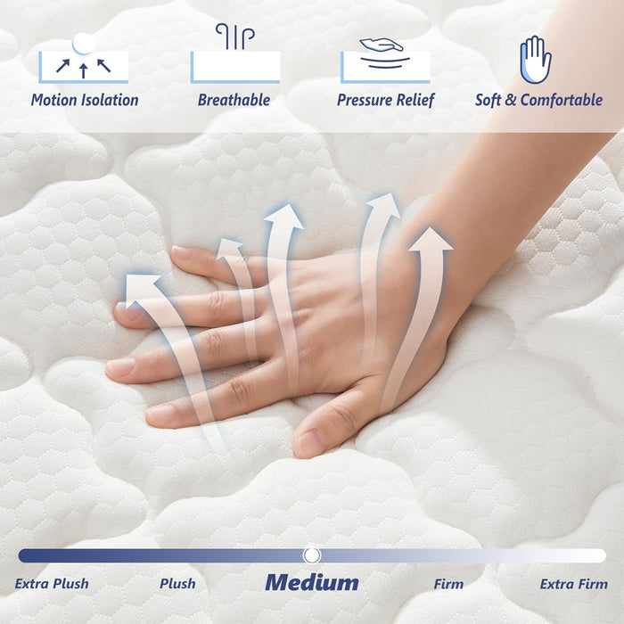 Queen Hybrid Mattress Medium-Firm, 12", CertiPUR-US Certified