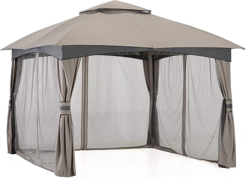 Outdoor Patio Gazebo for Garden with Upgrade Steel Frame and Netting Walls (10X10,Gray)