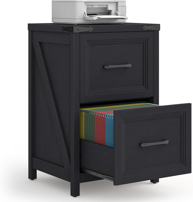 Black Farmhouse Vertical Adjustable File Cabinet Drawer