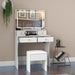 Vanity Desk Set with Adjustable LED Lighted Mirror, Girls Makeup Dressing Table with Stool and 4 Drawers Storage Makeup Table with Power Outlet for Bedroom (White)