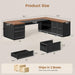 78.7" L Shaped Executive Desk with Charging Station, Large Home Office Computer Desk with File Drawers & Adjustable Storage Cabinet, CPU Stand, Modern L Desk for Business, Black + Brown