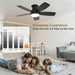 42Inch Ceiling Fans with Lights, Low Profile Ceiling Fan with Light and Remote Control, Flush Mount, Reversible DC Motor, Dimmable, Quiet, Black Small Ceiling Fan for Bedroom Indoor/Outdoor Use