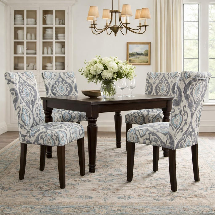Parsons Classic Upholstered Accent Dining Chair, Set of 2, Suri Blue