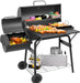 Barrel Charcoal Grill with Offset Smoker,550 Square Inches Cooking Area, Outdoor BBQ Grill with Front Shelf, Perfect for Backyard, Patio Parties and Picnics.