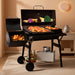Barrel Charcoal Grill with Offset Smoker,550 Square Inches Cooking Area, Outdoor BBQ Grill with Front Shelf, Perfect for Backyard, Patio Parties and Picnics.