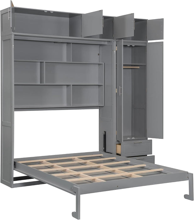 Queen Size Murphy ConvertiblePlatformBed GrayFinish