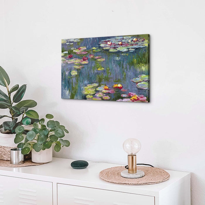 Water Lilies Canvas Wall Art: Claude Monet Famous Painting Print Flower Lake Picture Reproduction Giclee Artwork for Bedroom Living Room Home