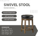 Kenmare Swivel Bar Stools Set of 2, Rustic 360 Degree Backless Swivel Counter Stools, Faux Leather Upholstered, Solid Wood Frame, Easy Assembly, round Bar Stools Swivel, Foot Rest, 25" Black