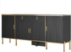 60" Fluted Buffet Cabinet with Storage, Modern Buffets & Sideboard with 2 Drawers, 4 Doors and Adjustable Shelves, Accent Cabinet for Kitchen, Living Room, Hallway, Black