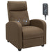 Massage Recliner Thick Padded Single Linen Fabric Recliner Chair Sofa Club Chair Home Theater Seating, Brown