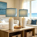 23" Set of 2 Nautical Ceramic Nightstand Table Lamps, Blue