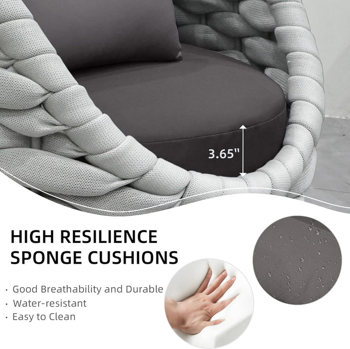 Aluminum Outdoor Patio Furniture Set with Coffee Table, 6 Piece Patio Conversation Sets with Washable Cushions Covers, Patio Sectional Furniture Set for Porch, Balcony, Deck, Yard