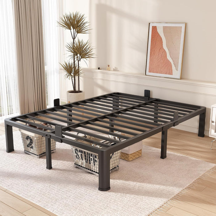14 Inch King Metal Bed Frame with Rounded Corner,Mattress Retainer