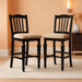 CHS-BLK-C Café Counter Height Kitchen Chairs - Linen Fabric Upholstered Solid Wood Chairs, Set of 2, Black