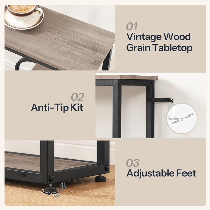 29.5" Console Table, 5-Tier Sofa Table, behind Couch Table with Storage Shelves for Hallway, Living Rooms, Entryway, Greige and Black BG69XG01