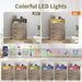 Tall Dressers with 4 Drawer Storage and LED Lights, Gray Wood Chest of Drawers with Charging Station for Bedroom, Living Room, Closet, Hallway, Wooden Nightstand Dresser for Bedside