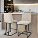 Counter Height Bar Stools Set of 4, 24 Inch Seat Height Bar Chairs for Kitchen Island, Linen Fabric Upholstered Barstools with Metal Feet for Dining Room, Beige