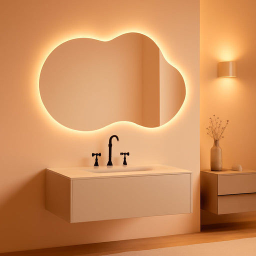 24" X 40" Irregular Backlit Bathroom Mirror, Anti-Fog