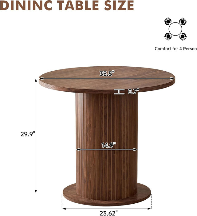 35.5" round Dining Table for 2 4, Brown